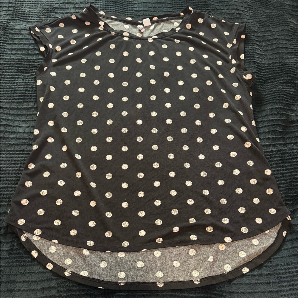 Elle Black and White Polka Dot Cap Sleeve Top